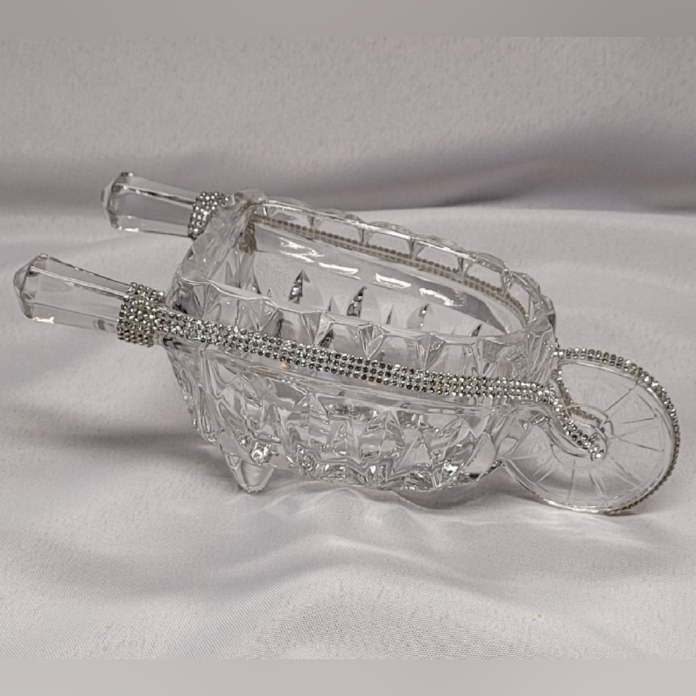 Elegant Crystal Wheelbarrow Accent